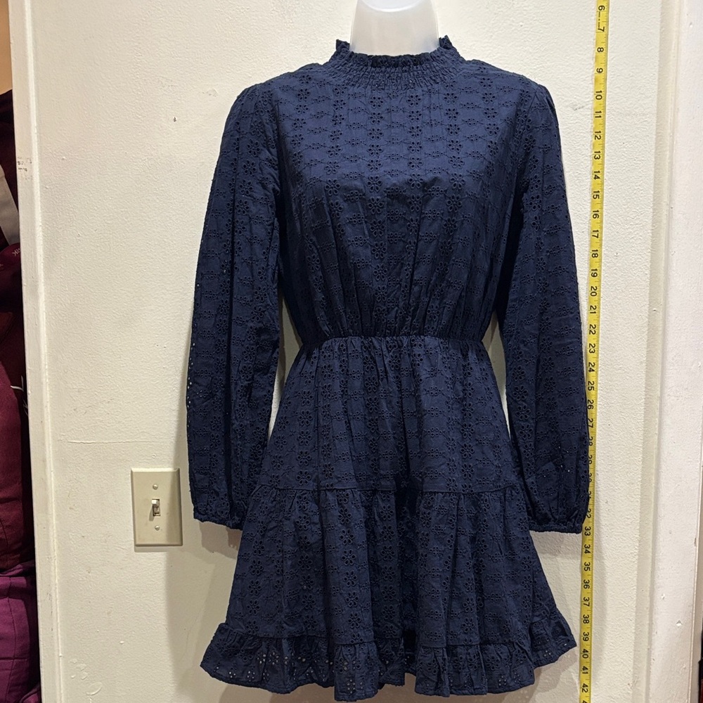 Lost + Wander Navy Long Sleeve Dress